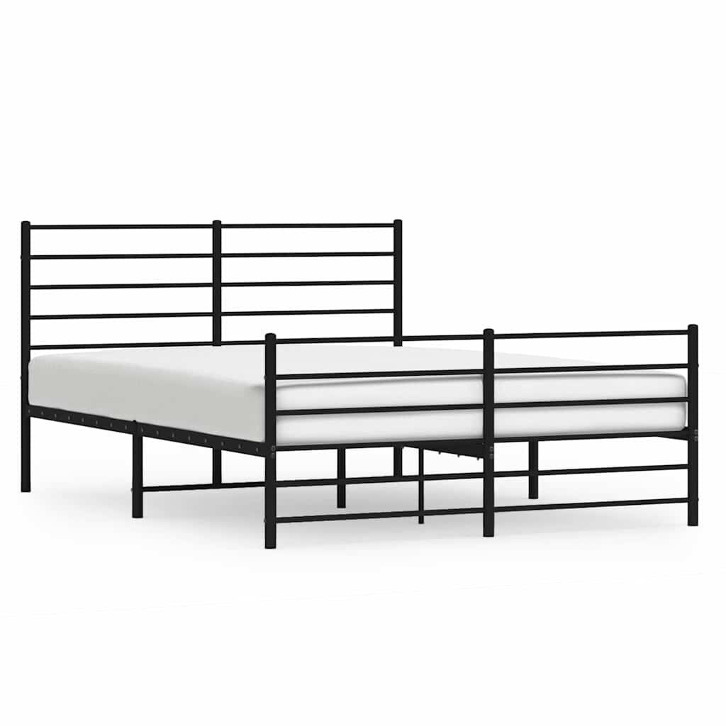 Metalowa rama łóżka z wezgłowiem i zanóżkiem, czarna, 135x190cm Lumarko!