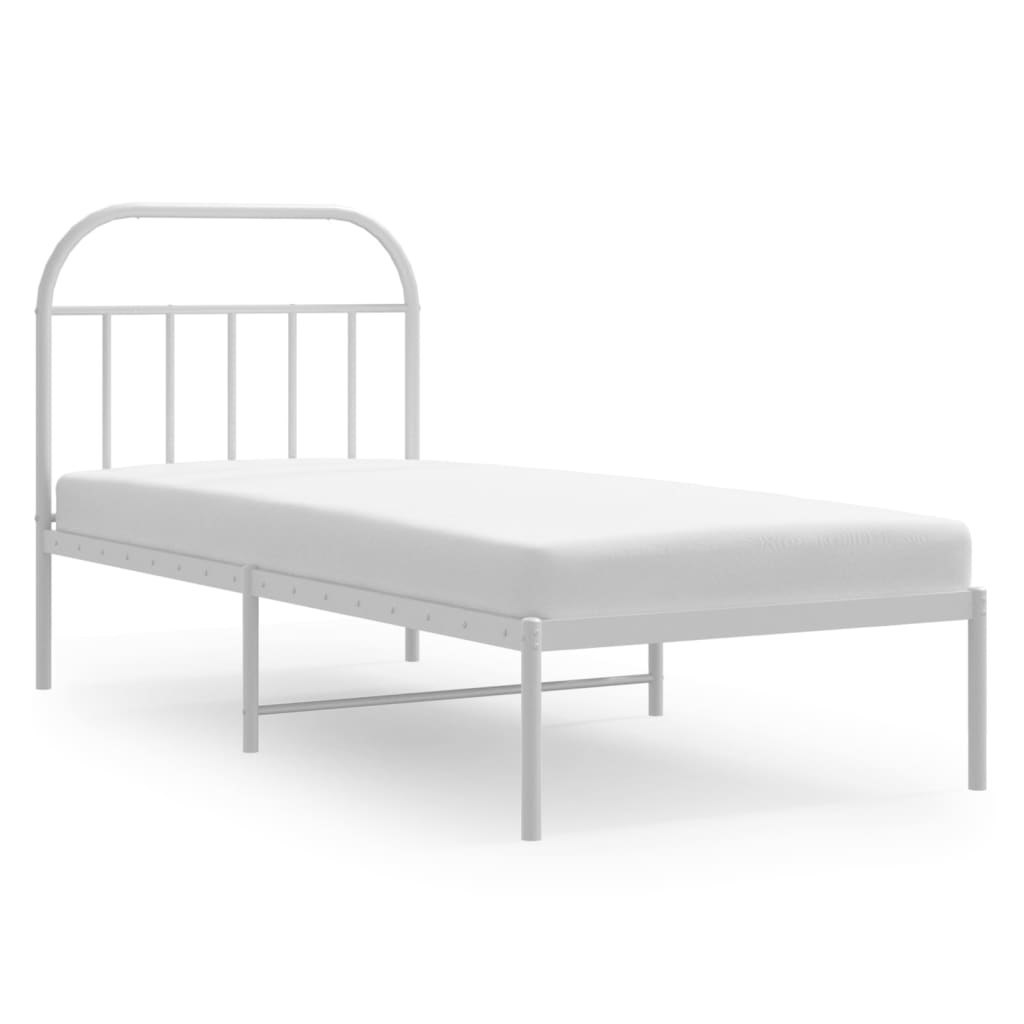 Metalowa rama łóżka z wezgłowiem, biała, 90x200 cm Lumarko!