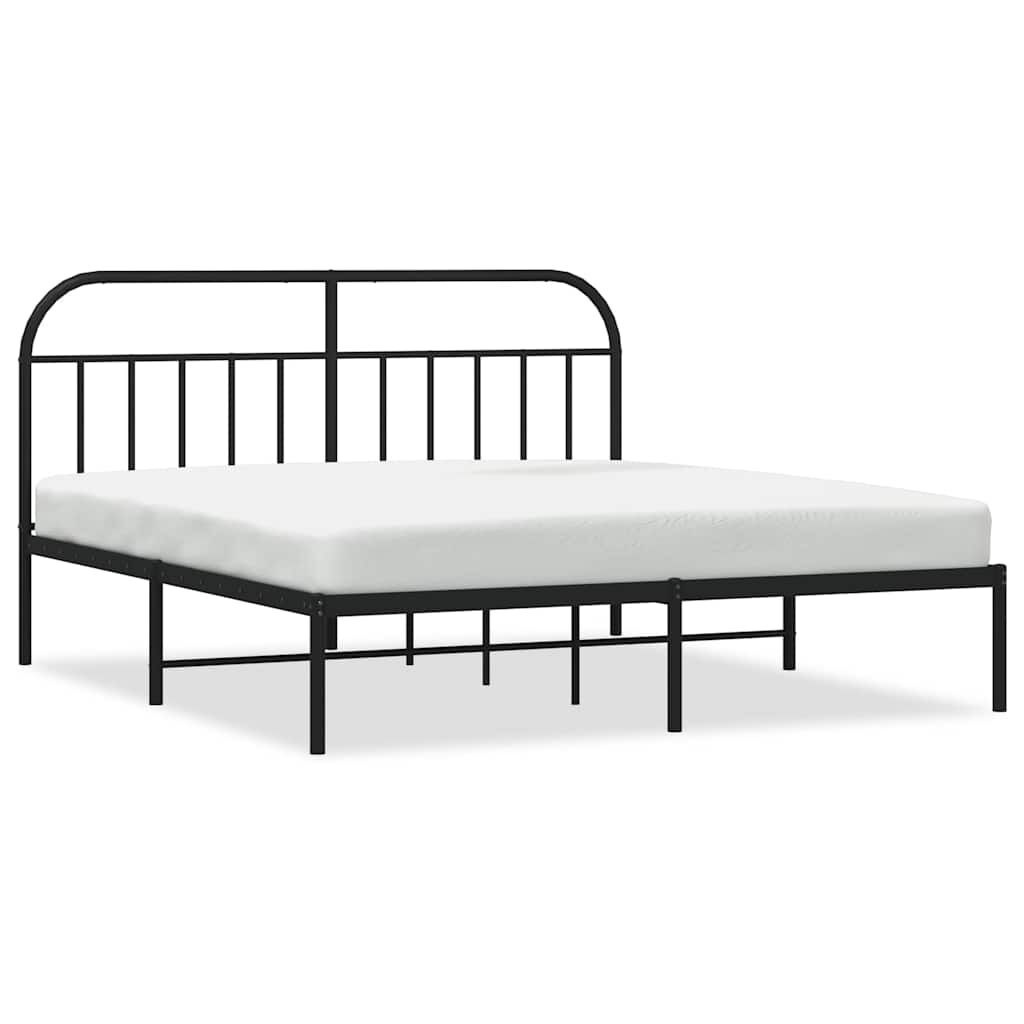 Metalowa rama łóżka z wezgłowiem, czarna, 183x213 cm Lumarko!
