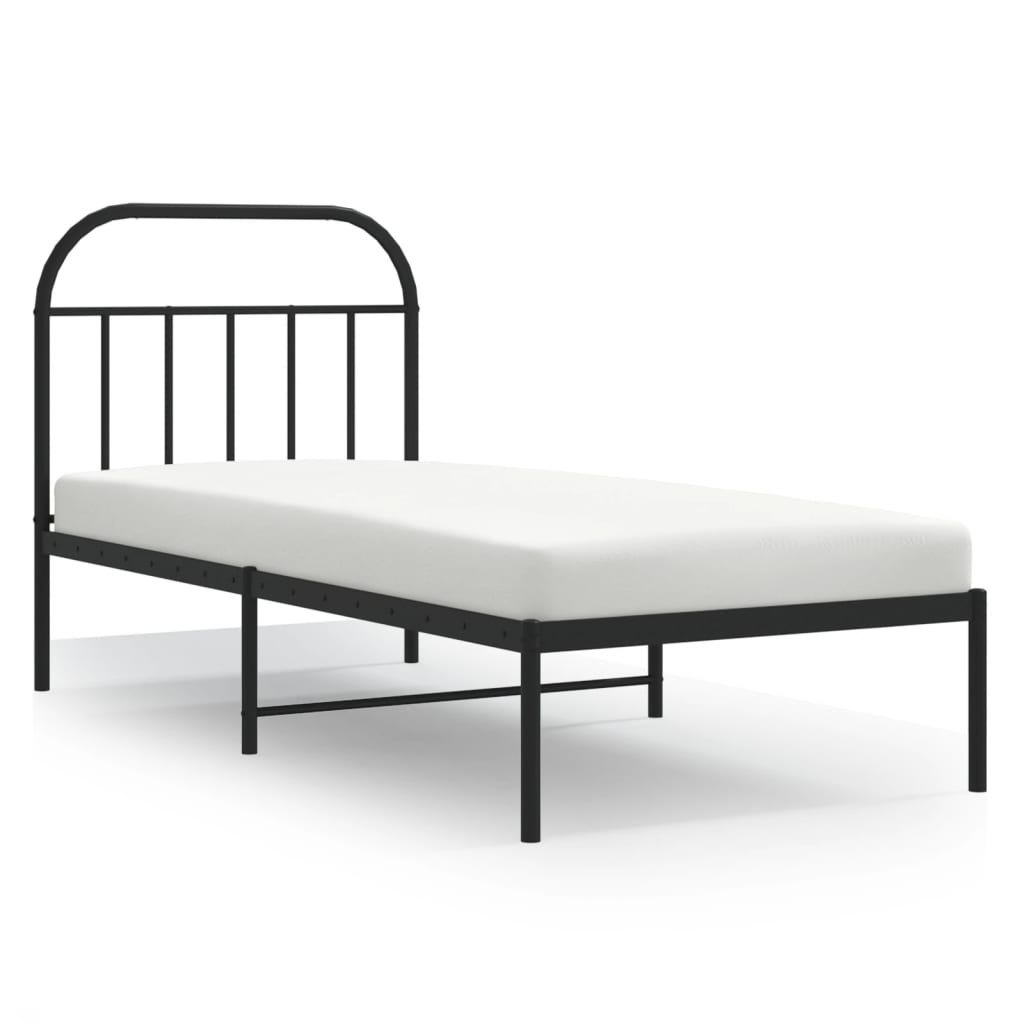 Metalowa rama łóżka z wezgłowiem, czarna, 90x200 cm Lumarko!