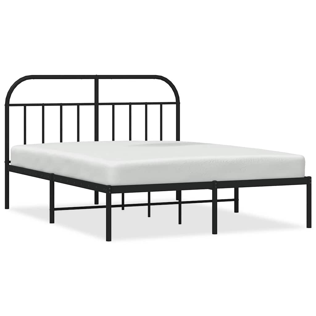 Metalowa rama łóżka z wezgłowiem, czarna, 135x190 cm Lumarko!