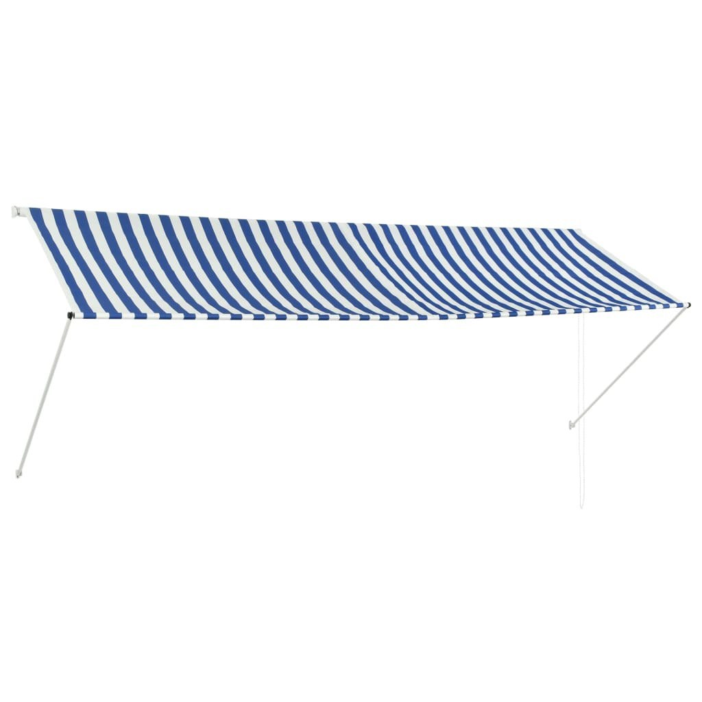 Markiza zwijana, 350 x 150 cm, biało-niebieska Lumarko!