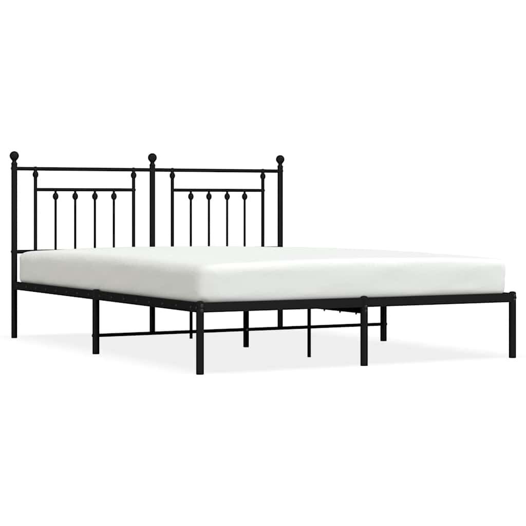 Metalowa rama łóżka z wezgłowiem, czarna, 183x213 cm Lumarko!