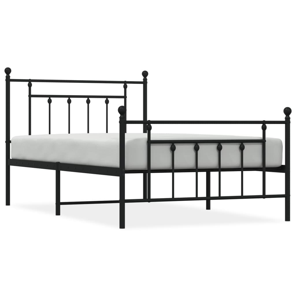 Metalowa rama łóżka z wezgłowiem i zanóżkiem, czarna, 107x203cm Lumarko!