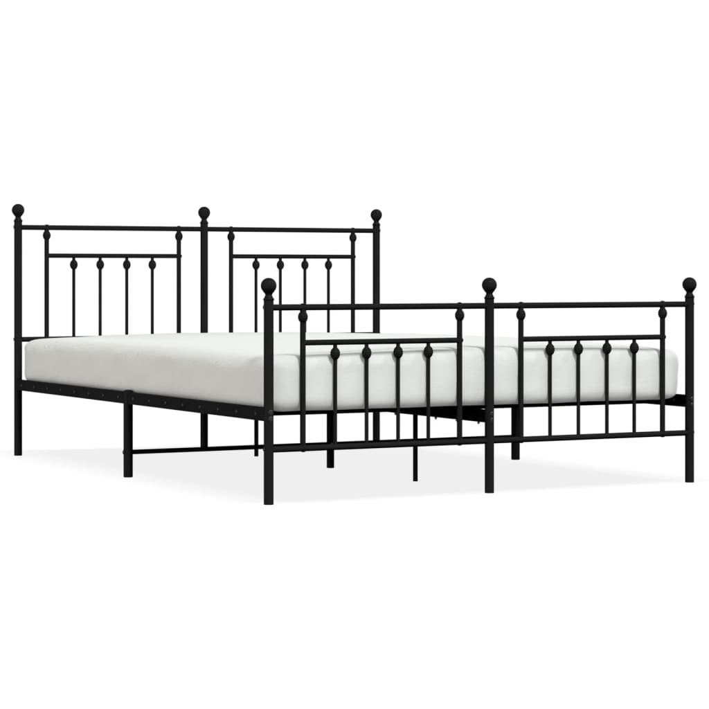 Metalowa rama łóżka z wezgłowiem i zanóżkiem, czarna, 180x200cm Lumarko!