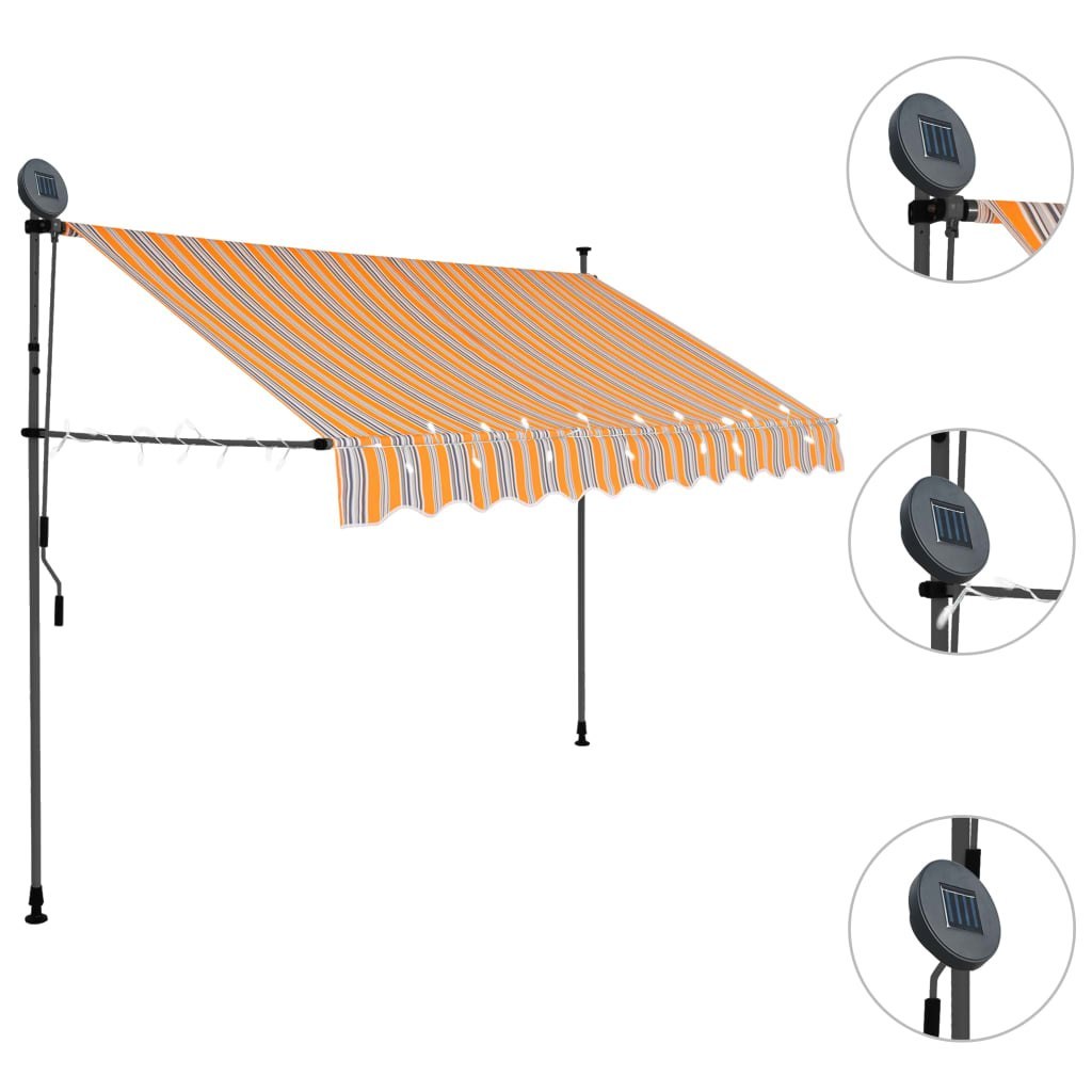 Ręcznie zwijana markiza z LED, 300 cm, żółto-niebieska Lumarko!