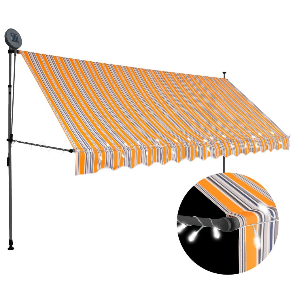Ręcznie zwijana markiza z LED, 350 cm, żółto-niebieska Lumarko!