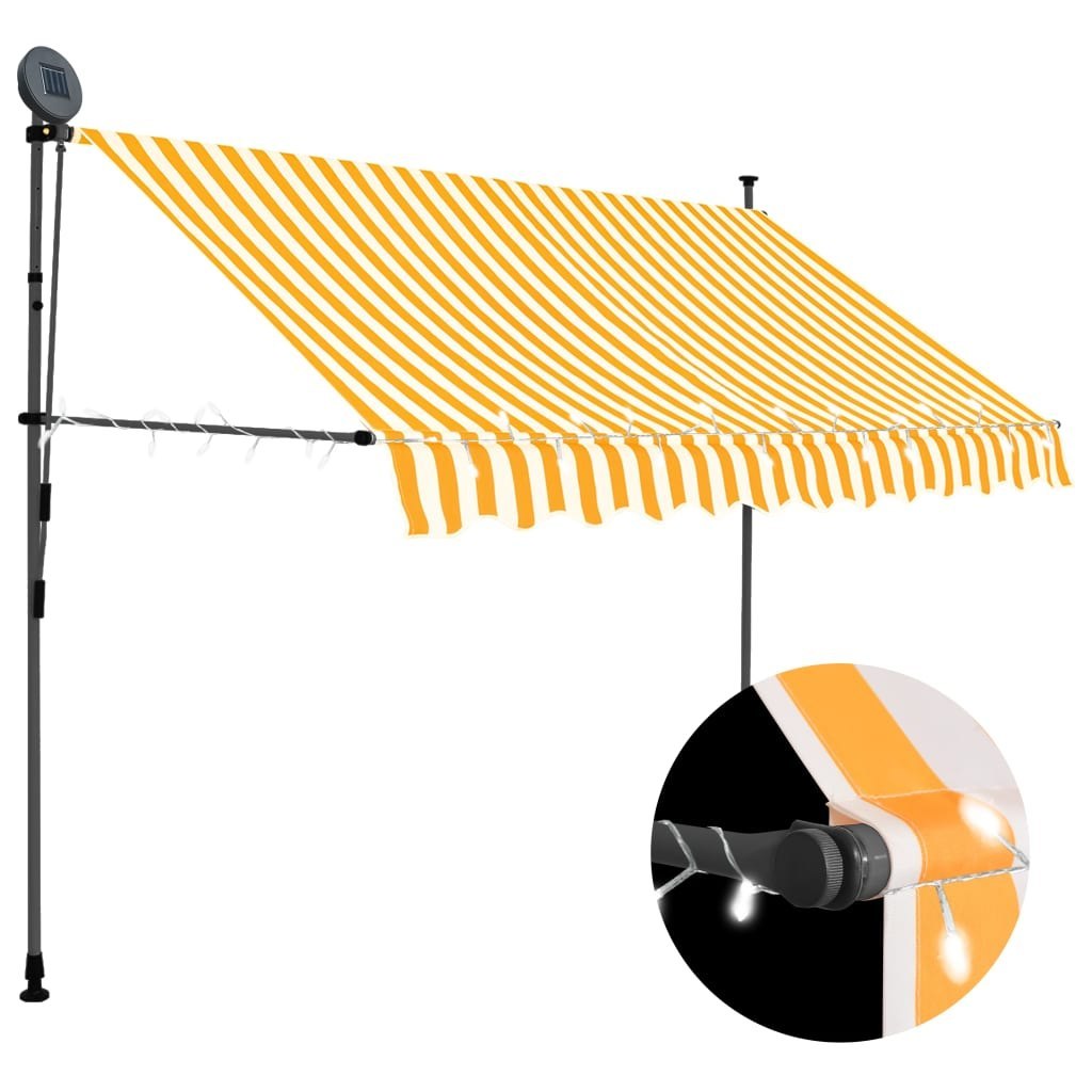 Ręcznie zwijana markiza z LED, 300 cm, biało-pomarańczowa Lumarko!