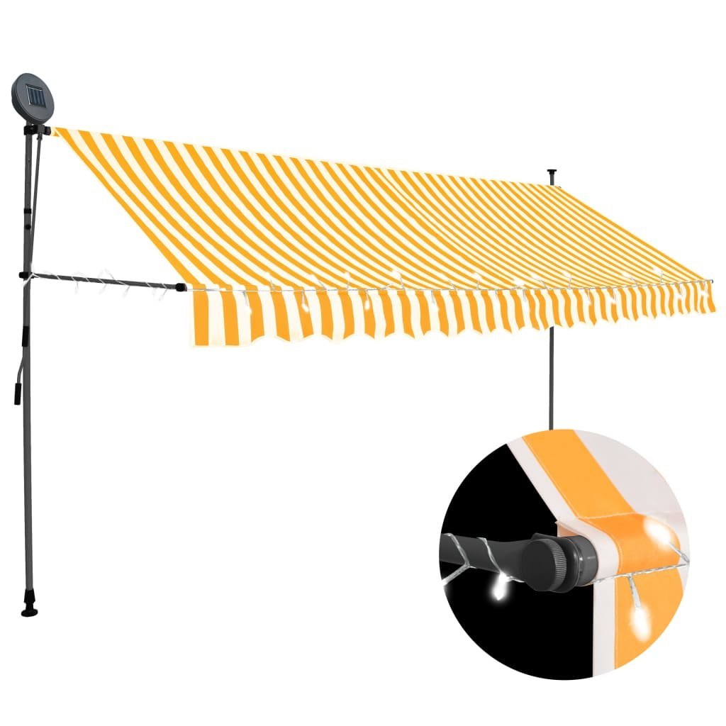 Ręcznie zwijana markiza z LED, 350 cm, biało-pomarańczowa Lumarko!