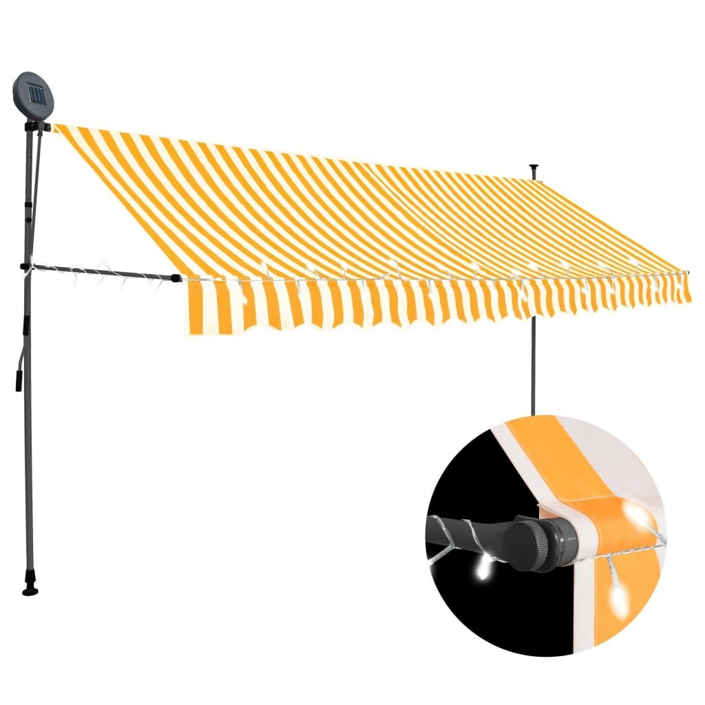Ręcznie zwijana markiza z LED, 400 cm, biało-pomarańczowa Lumarko!