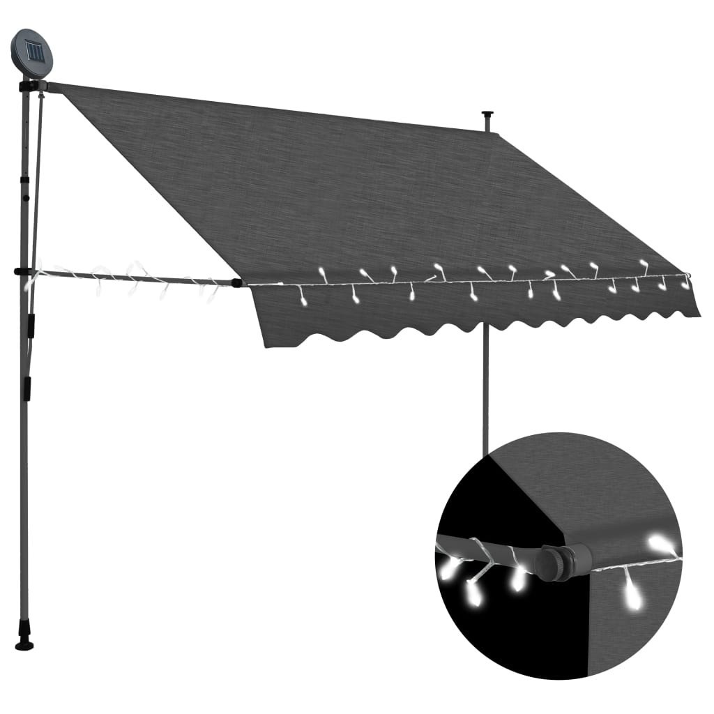 Ręcznie zwijana markiza z LED, 300 cm, antracytowa Lumarko!