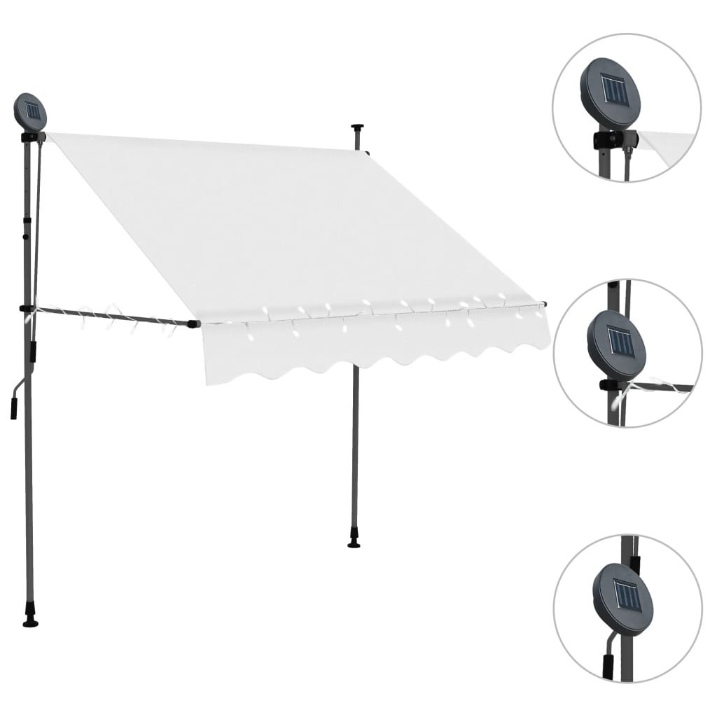 Ręcznie zwijana markiza z LED, 200 cm, kremowa Lumarko!