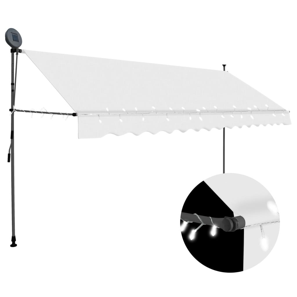Ręcznie zwijana markiza z LED, 400 cm, kremowa Lumarko!