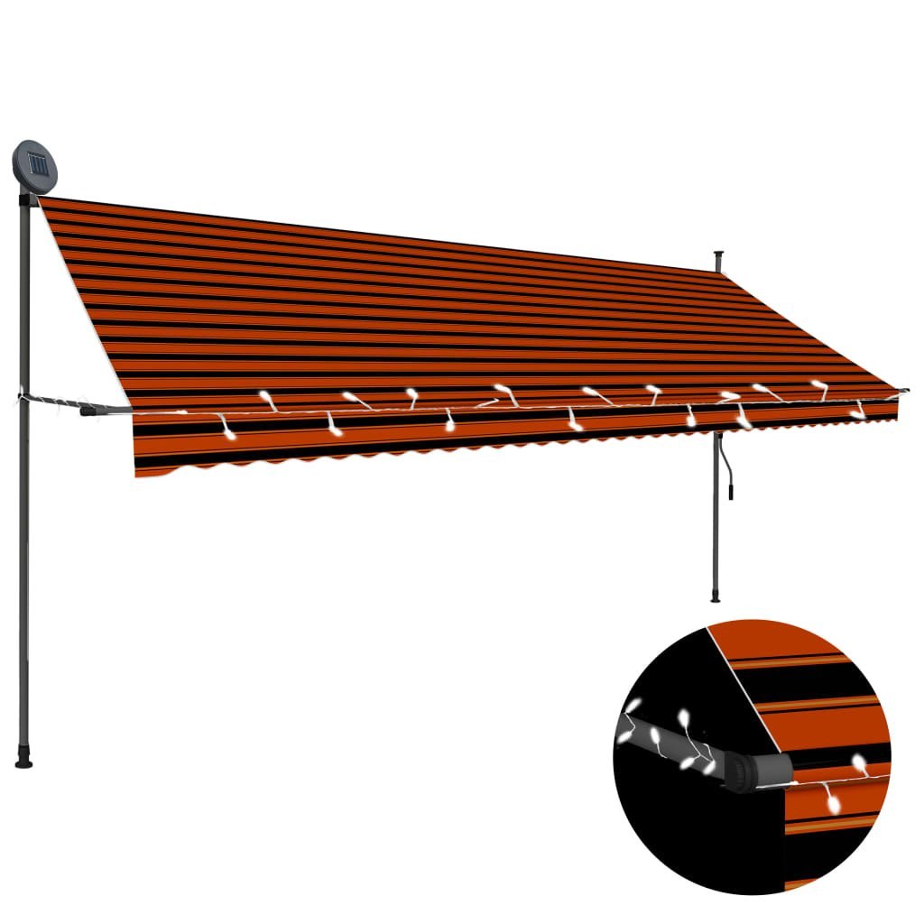 Ręcznie zwijana markiza z LED, 400 cm, pomarańczowo-brązowa Lumarko!