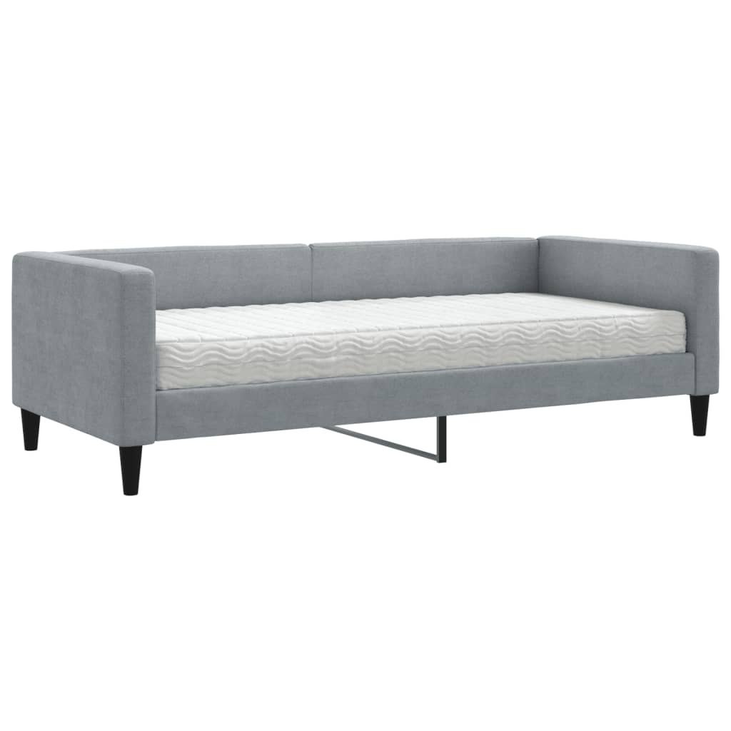 Sofa z materacem do spania, jasnoszara, 90x200 cm, tkanina Lumarko!