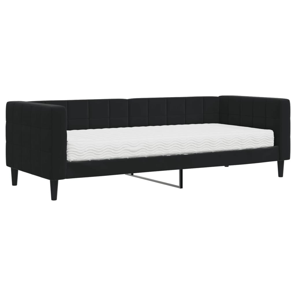 Sofa z materacem do spania, czarna, 80x200 cm, aksamit Lumarko!