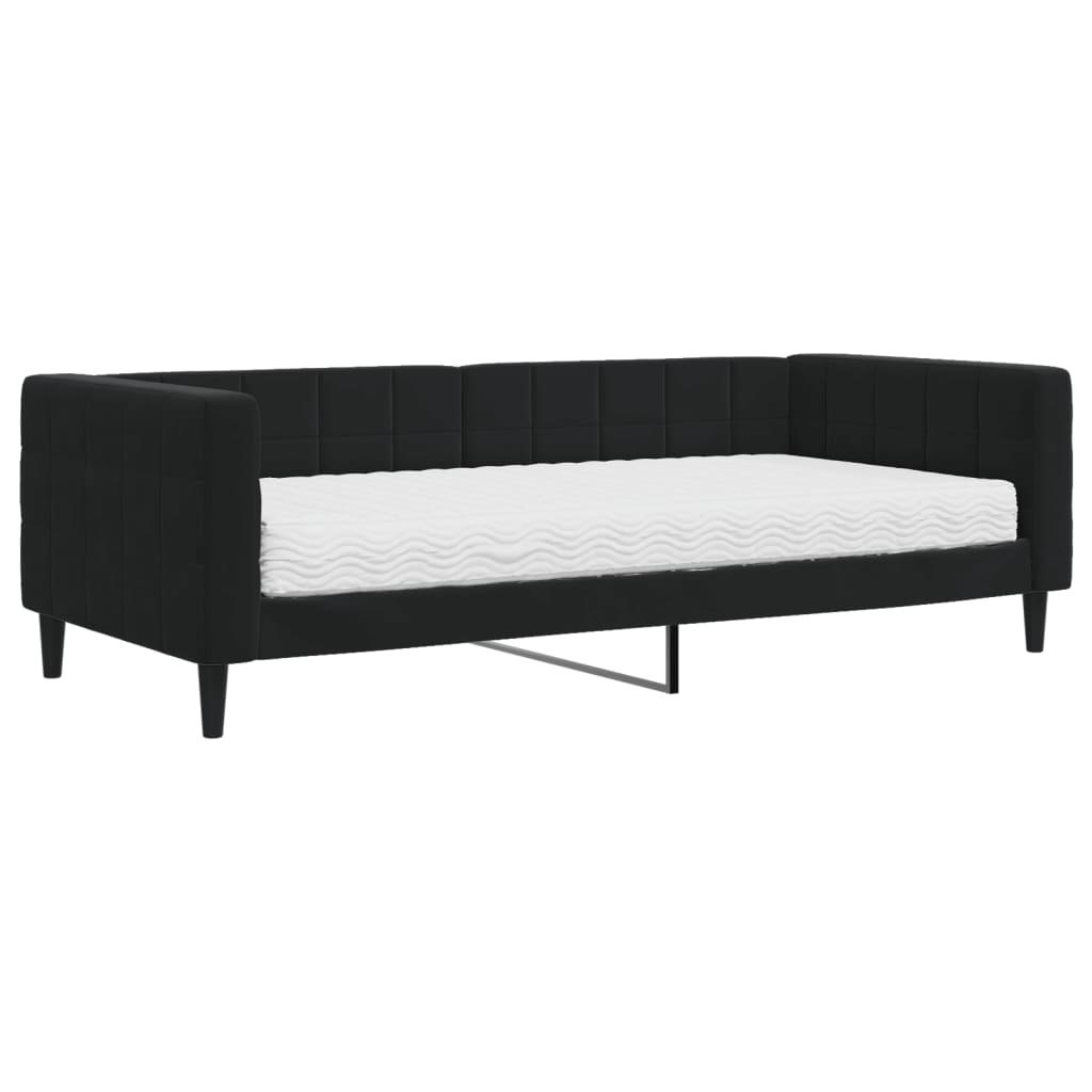 Sofa z materacem do spania, czarna, 90x200 cm, aksamit Lumarko!