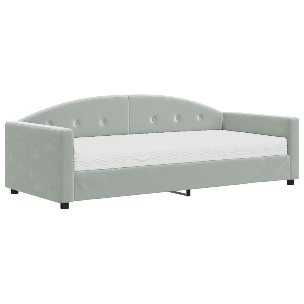 Sofa z materacem do spania, jasnoszara, 90x200 cm, aksamit Lumarko!