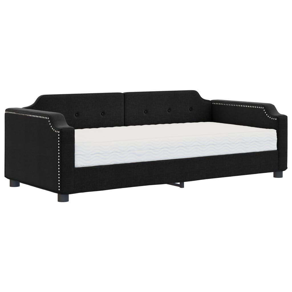 Sofa z materacem do spania, czarna, 90x200 cm, tkanina Lumarko!