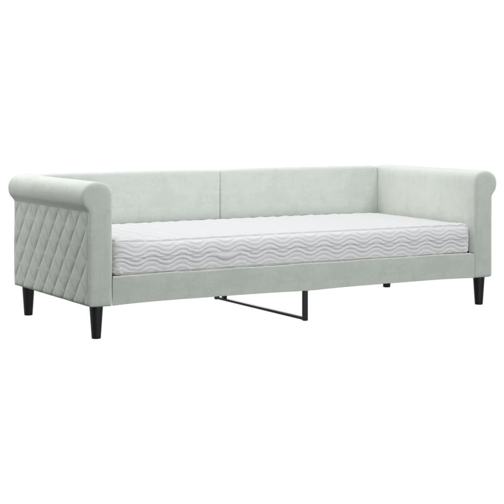 Sofa z materacem do spania, jasnoszara, 80x200 cm, aksamit Lumarko!