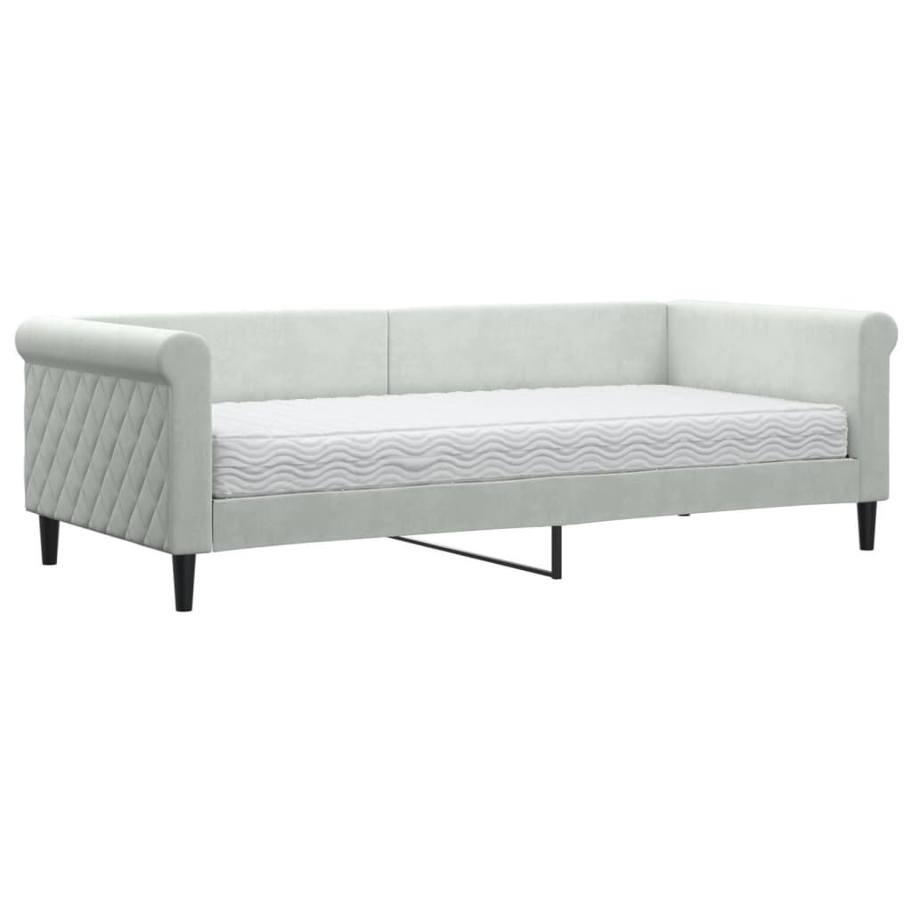 Sofa z materacem do spania, jasnoszara, 90x200 cm, aksamit Lumarko!