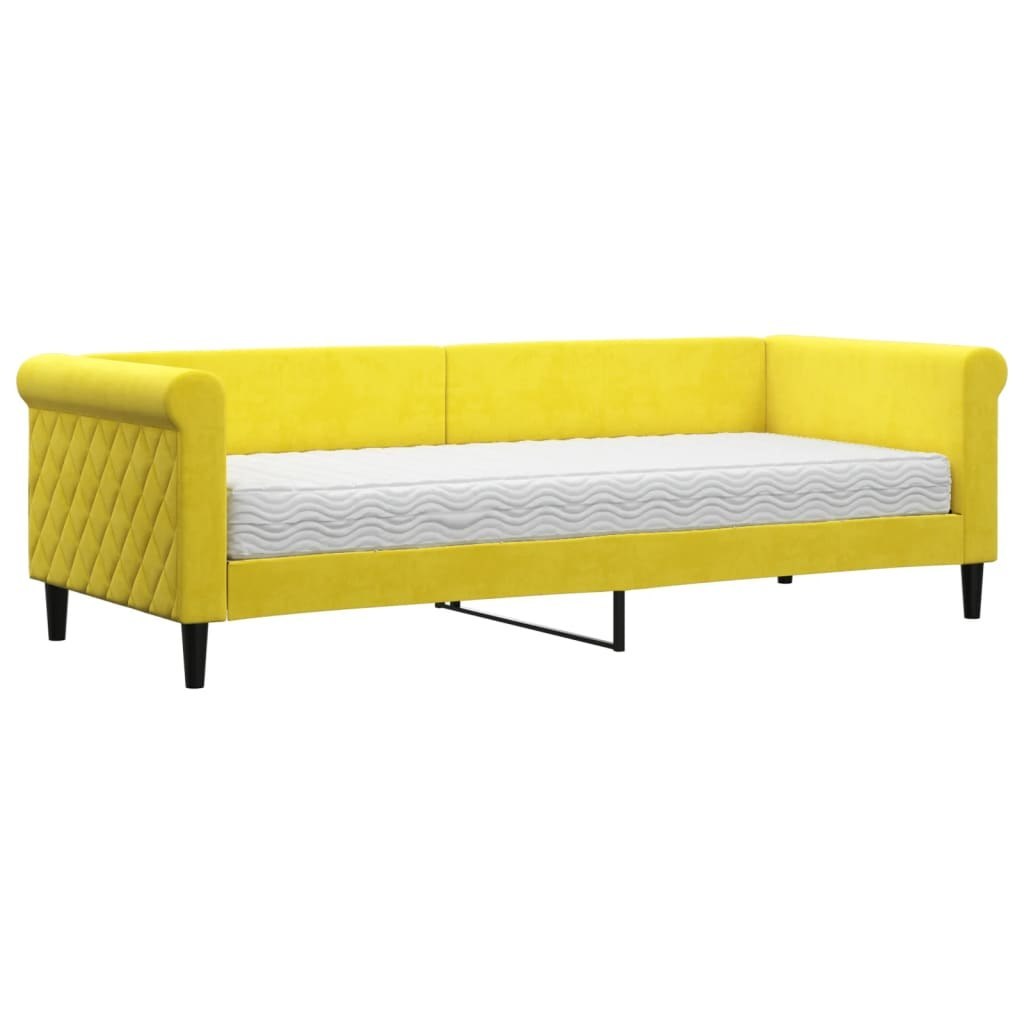 Sofa z materacem do spania, żółta, 80x200 cm, aksamit Lumarko!