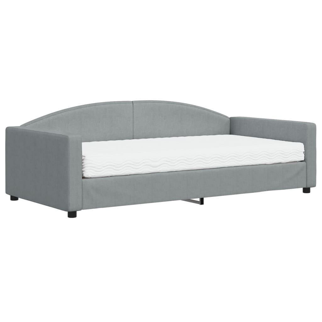 Sofa materacem do spania, jasnoszara, 100x200 cm, tkanina