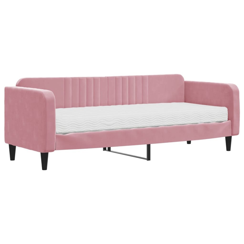Sofa z materacem do spania, różowa, 80x200 cm, aksamit Lumarko! XXX