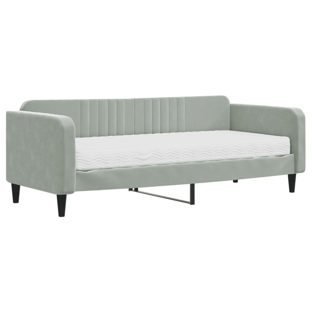 Sofa z materacem do spania, jasnoszara, 90x200 cm, aksamit Lumarko!