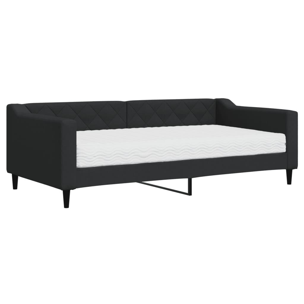 Sofa z materacem, czarna, 90x190 cm, tkanina Lumarko! XXX