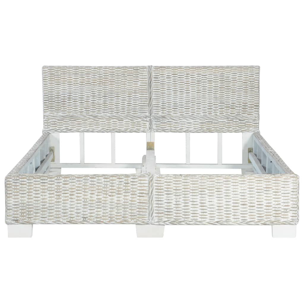 Rama łóżka, szara, naturalny rattan, 140 x 200 cm Lumarko!