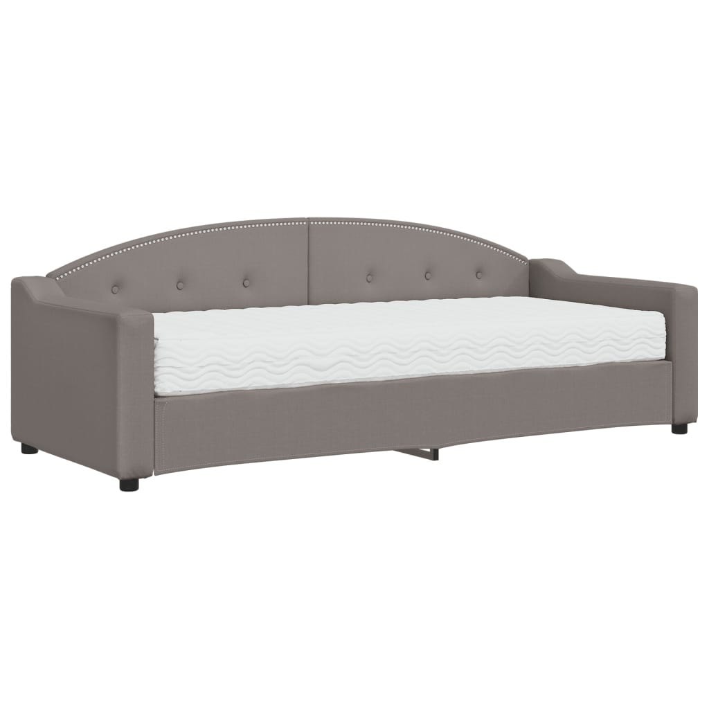 Sofa materacem do spania, kolor taupe, 80x200 cm, tkanina