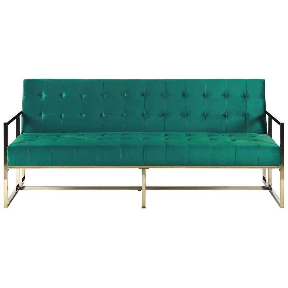 Sofa rozkładana welurowa zielona MARSTAL