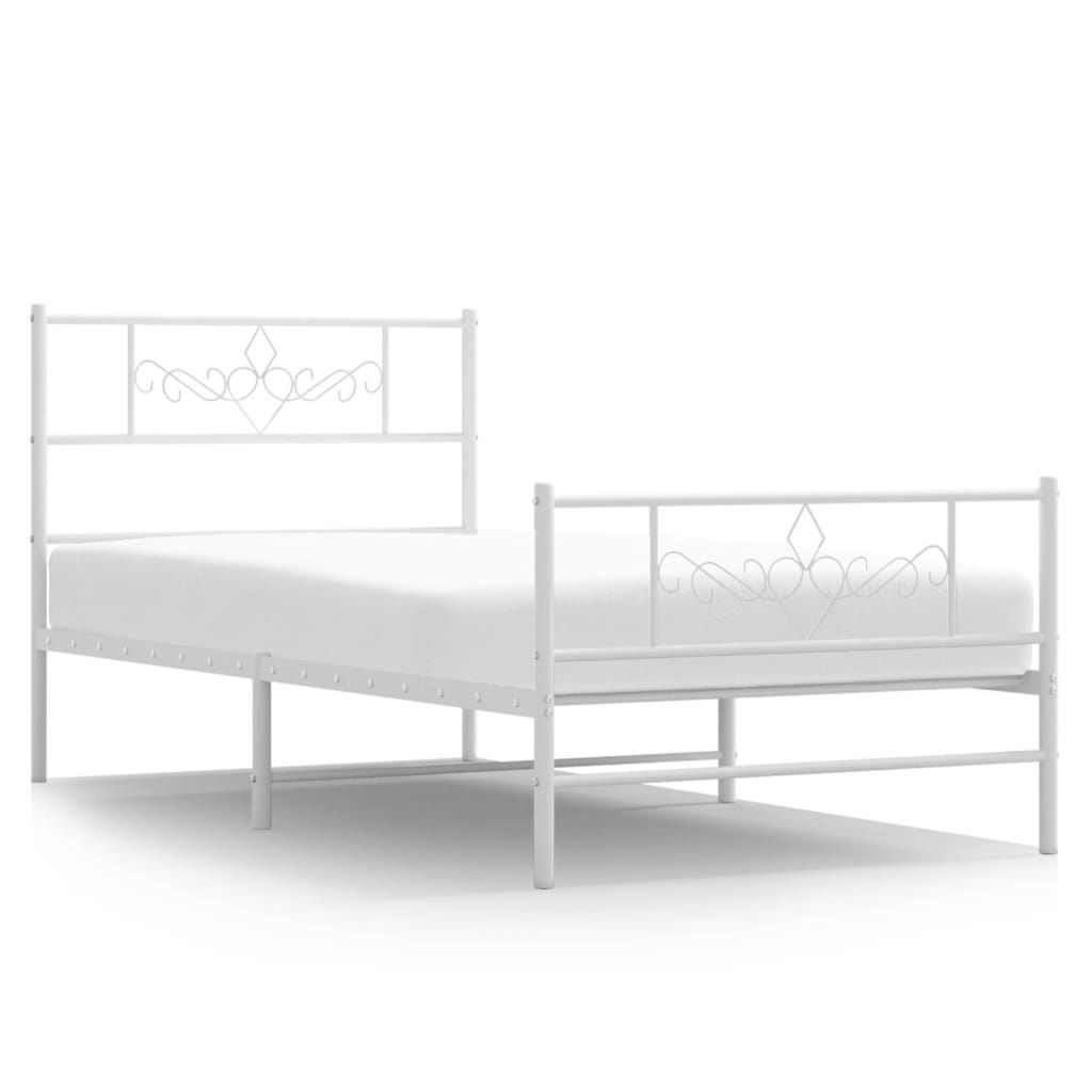 Metalowa rama łóżka z wezgłowiem i zanóżkiem, biała, 100x200 cm Lumarko!
