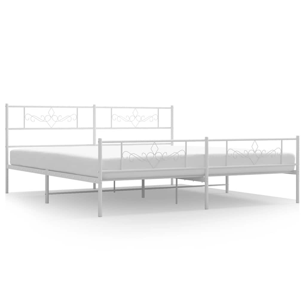 Metalowa rama łóżka z wezgłowiem i zanóżkiem, biała, 183x213 cm Lumarko!