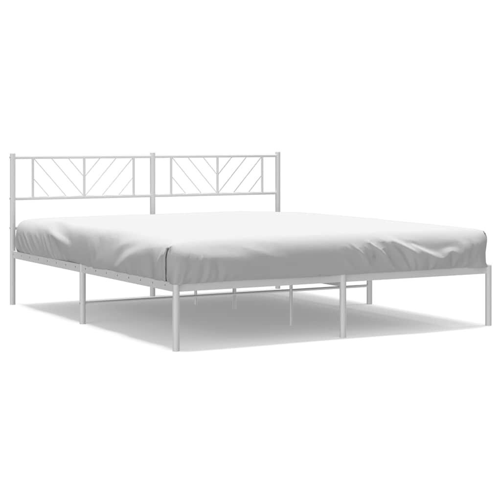 Metalowa rama łóżka z wezgłowiem, biała, 183x213 cm Lumarko!