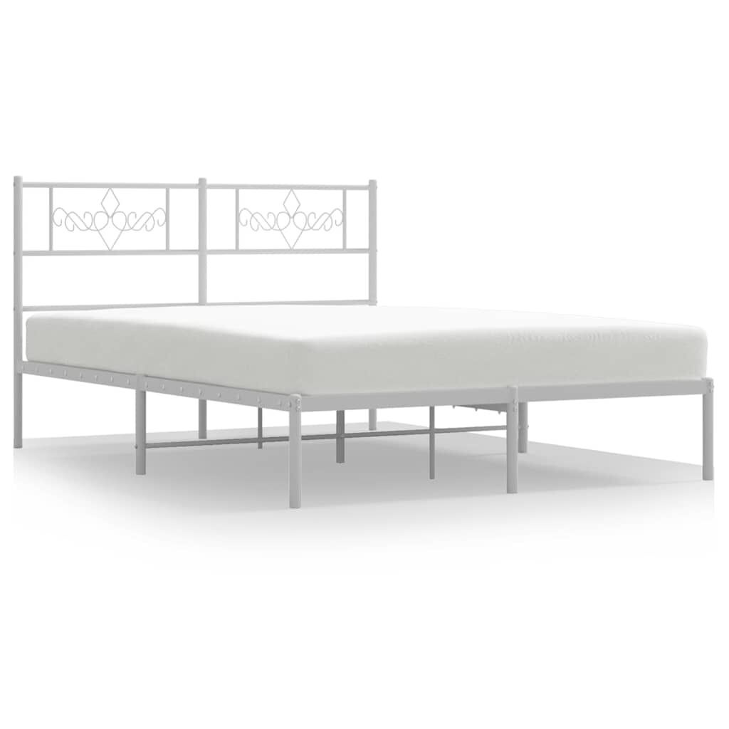 Metalowa rama łóżka z wezgłowiem, biała, 135x190 cm Lumarko!