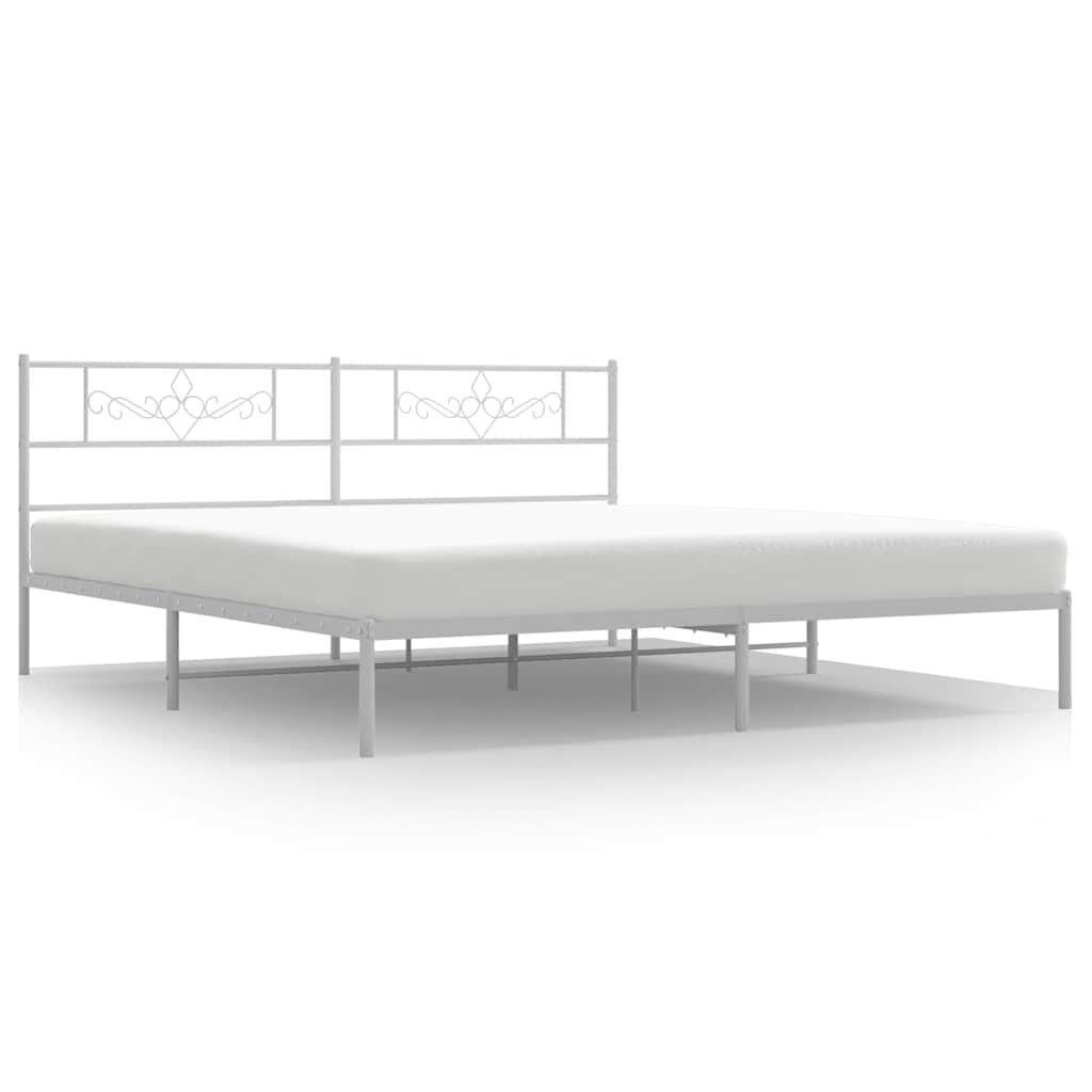 Metalowa rama łóżka z wezgłowiem, biała, 183x213 cm Lumarko!