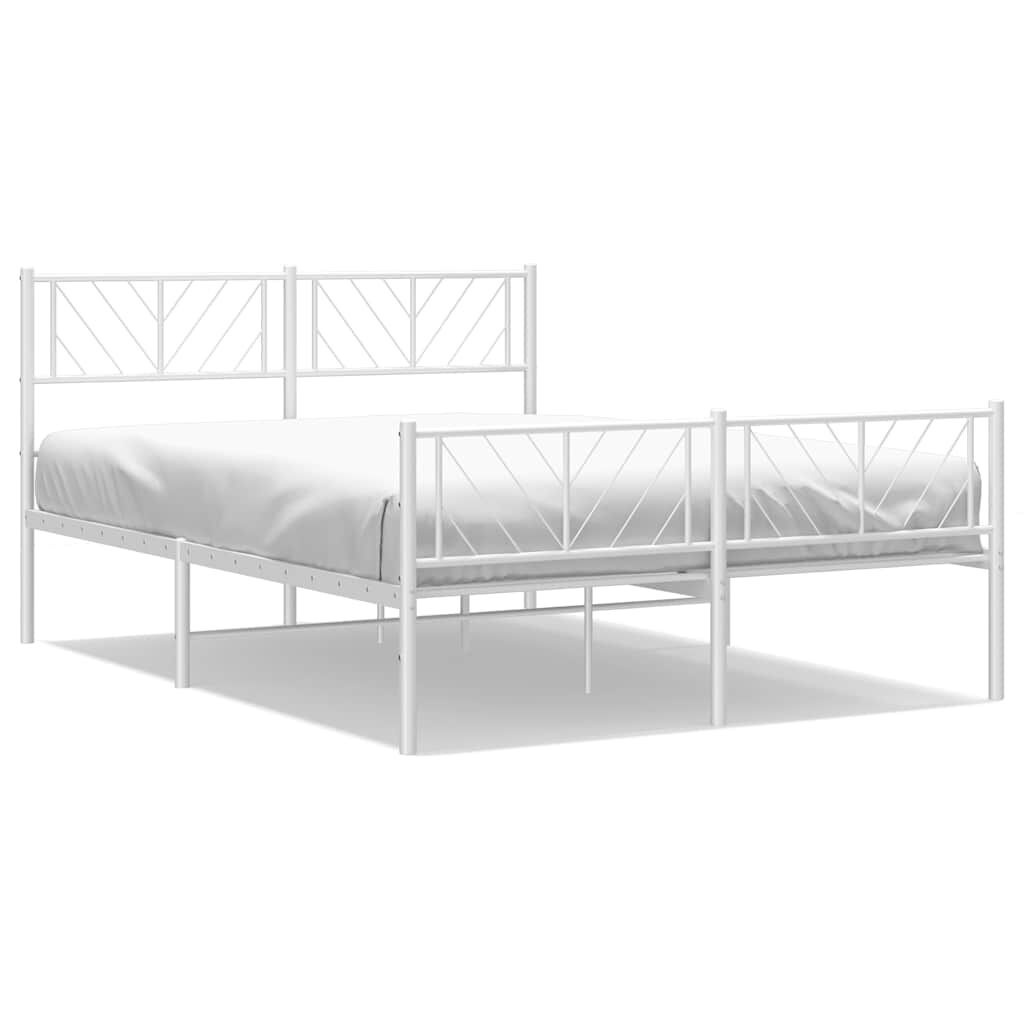 Metalowa rama łóżka z wezgłowiem i zanóżkiem, biała, 135x190 cm Lumarko!