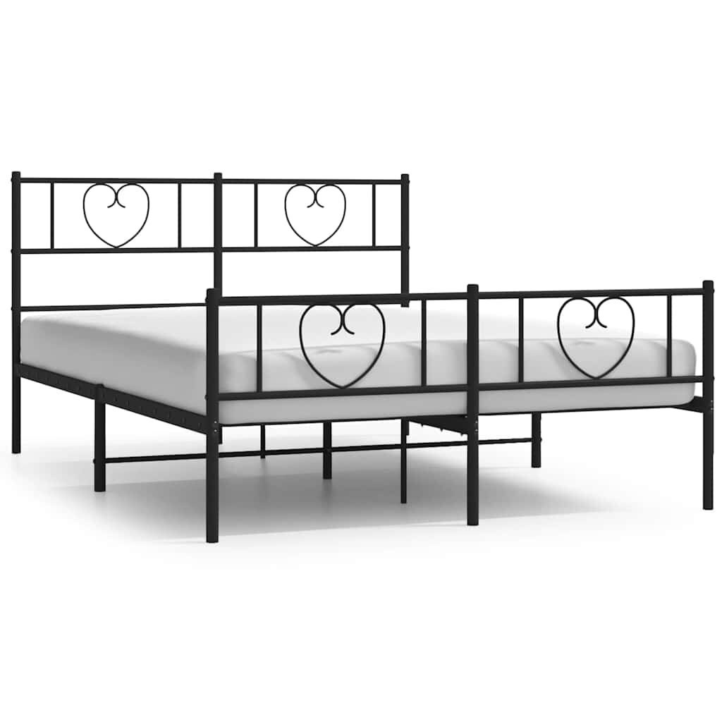 Metalowa rama łóżka z wezgłowiem i zanóżkiem, czarna, 150x200cm Lumarko!