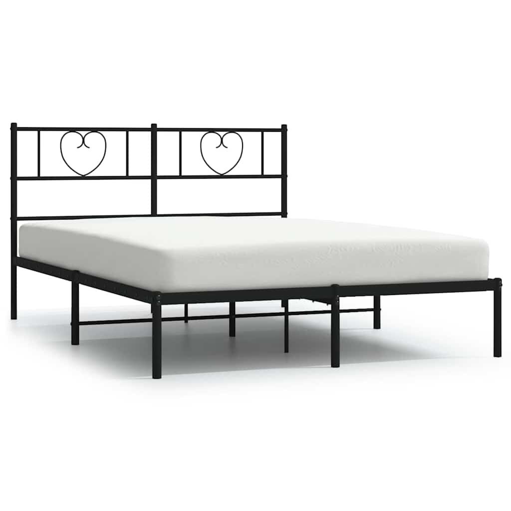 Metalowa rama łóżka z wezgłowiem, czarna, 150x200 cm Lumarko!
