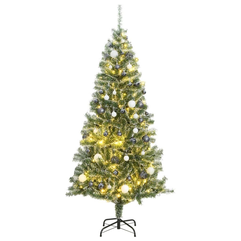 Sztuczna choinka z 300 LED, bombkami i śniegiem, 210 cm Lumarko!