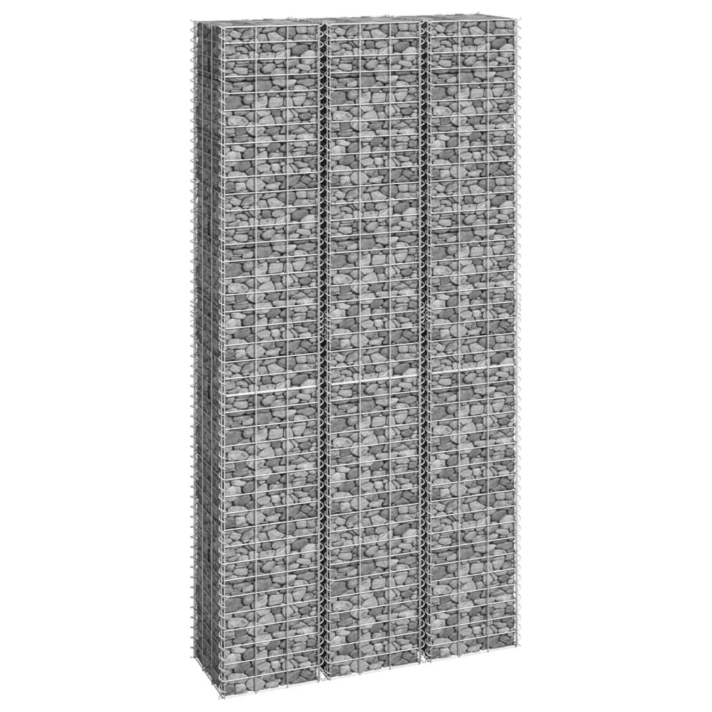 Wysokie donice gabionowe, 3 szt., 30x30x200 cm, żelazo Lumarko!