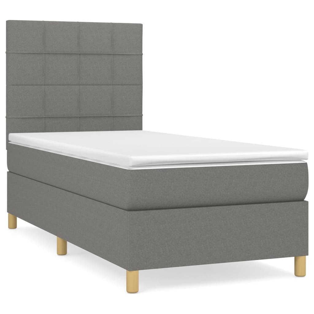 Łóżko kontynentalne z materacem, ciemnoszara tkanina 100x200 cm Lumarko!