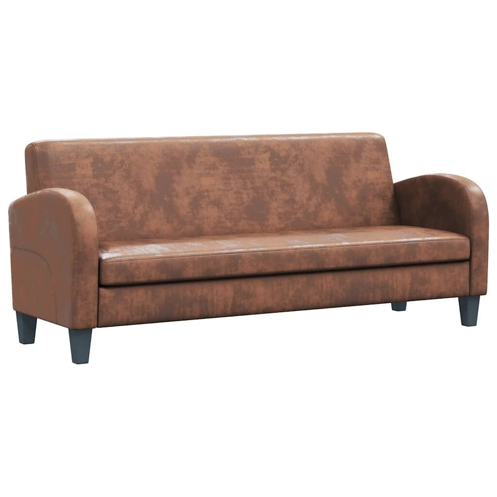 Sofa 3-osobowa ze sztucznej skóry zamszowej, brązowa Lumarko!