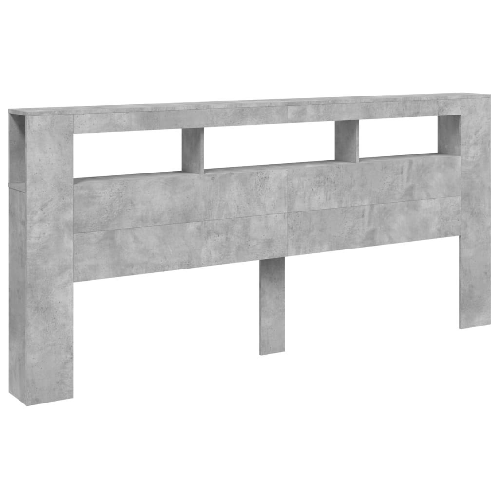 Wezgłowie łóżka z LED, szarość betonu, 220x18,5x103,5 cm