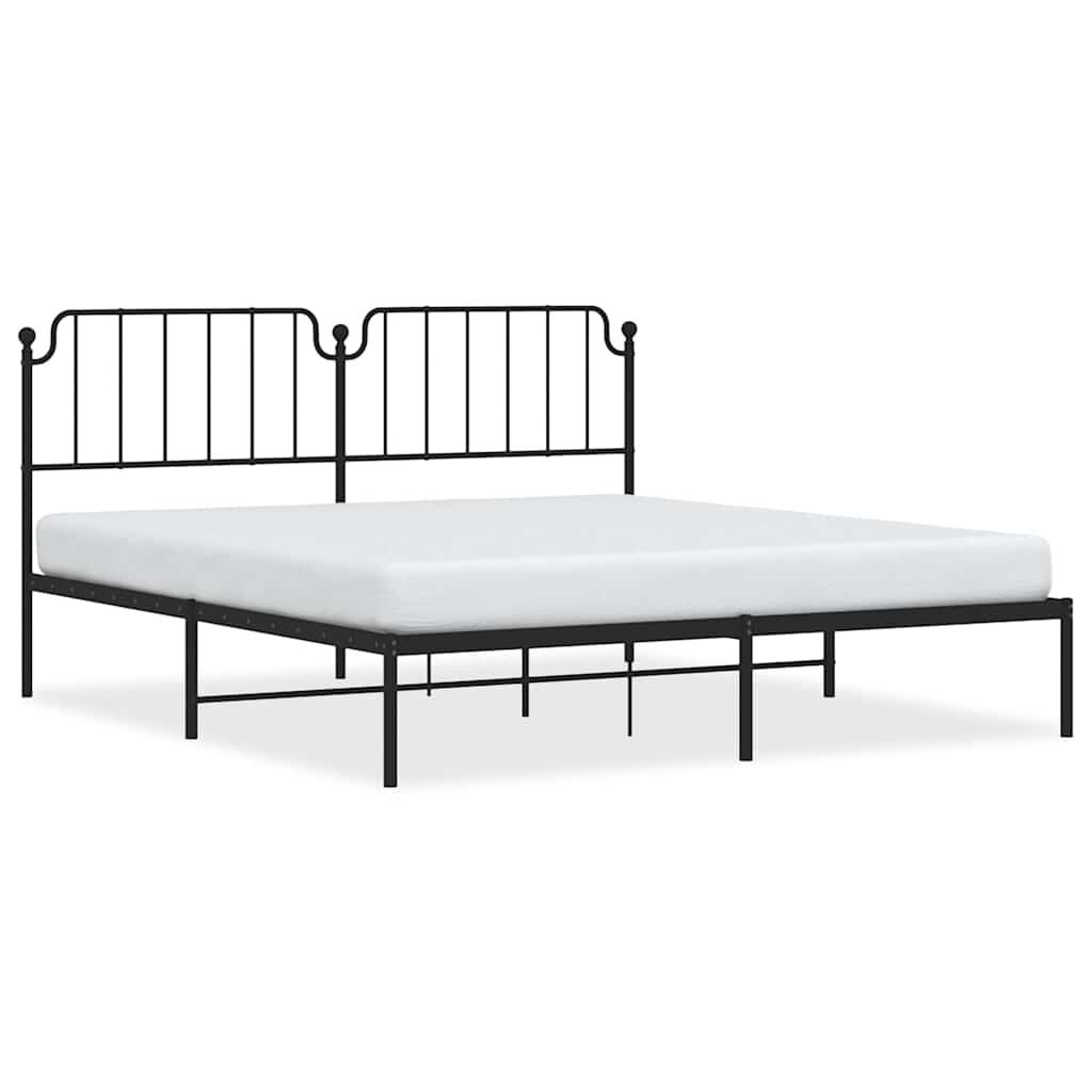 Metalowa rama łóżka z wezgłowiem, czarna, 183x213 cm Lumarko!