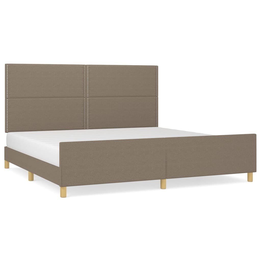 Rama łóżka z zagłówkiem, kolor taupe, 200x200 cm, obita tkaniną Lumarko!