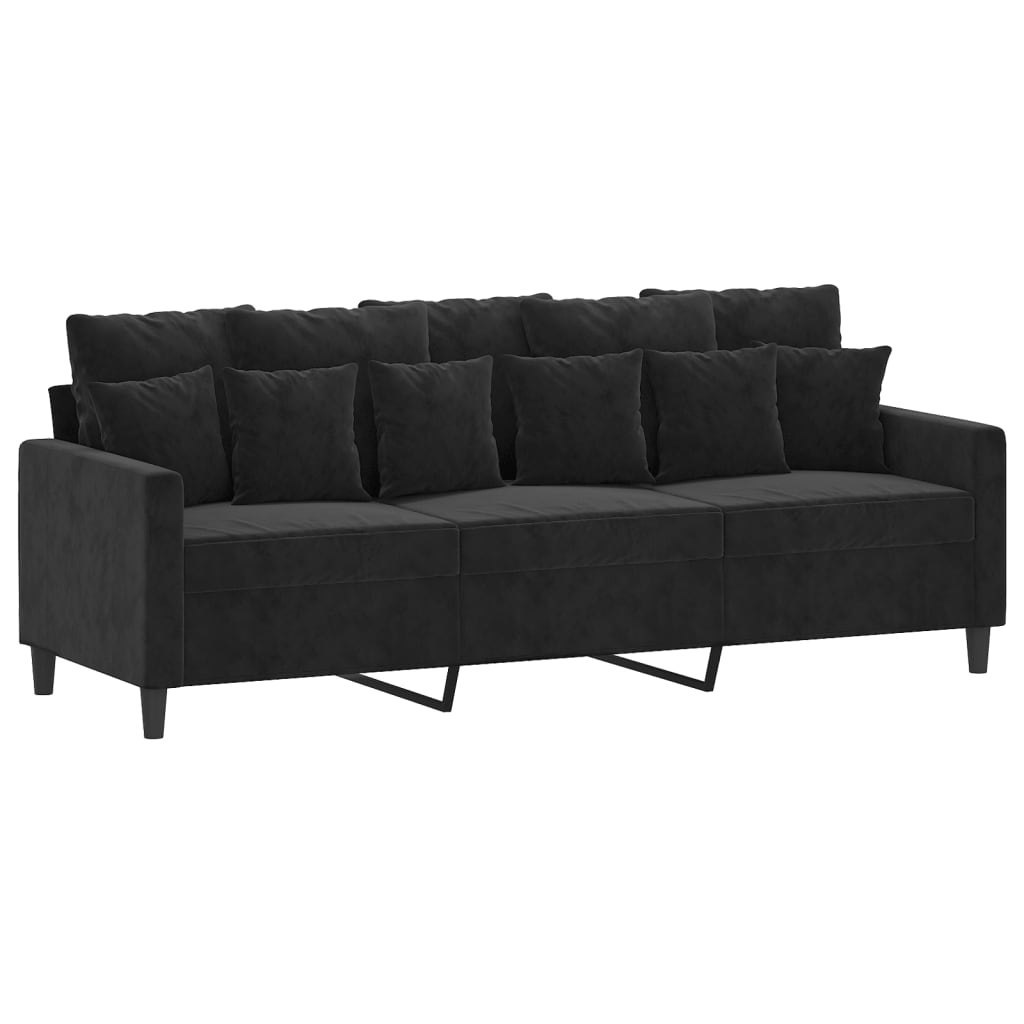 Sofa 3-osobowa, czarny, 180 cm, tapicerowana aksamitem Lumarko!