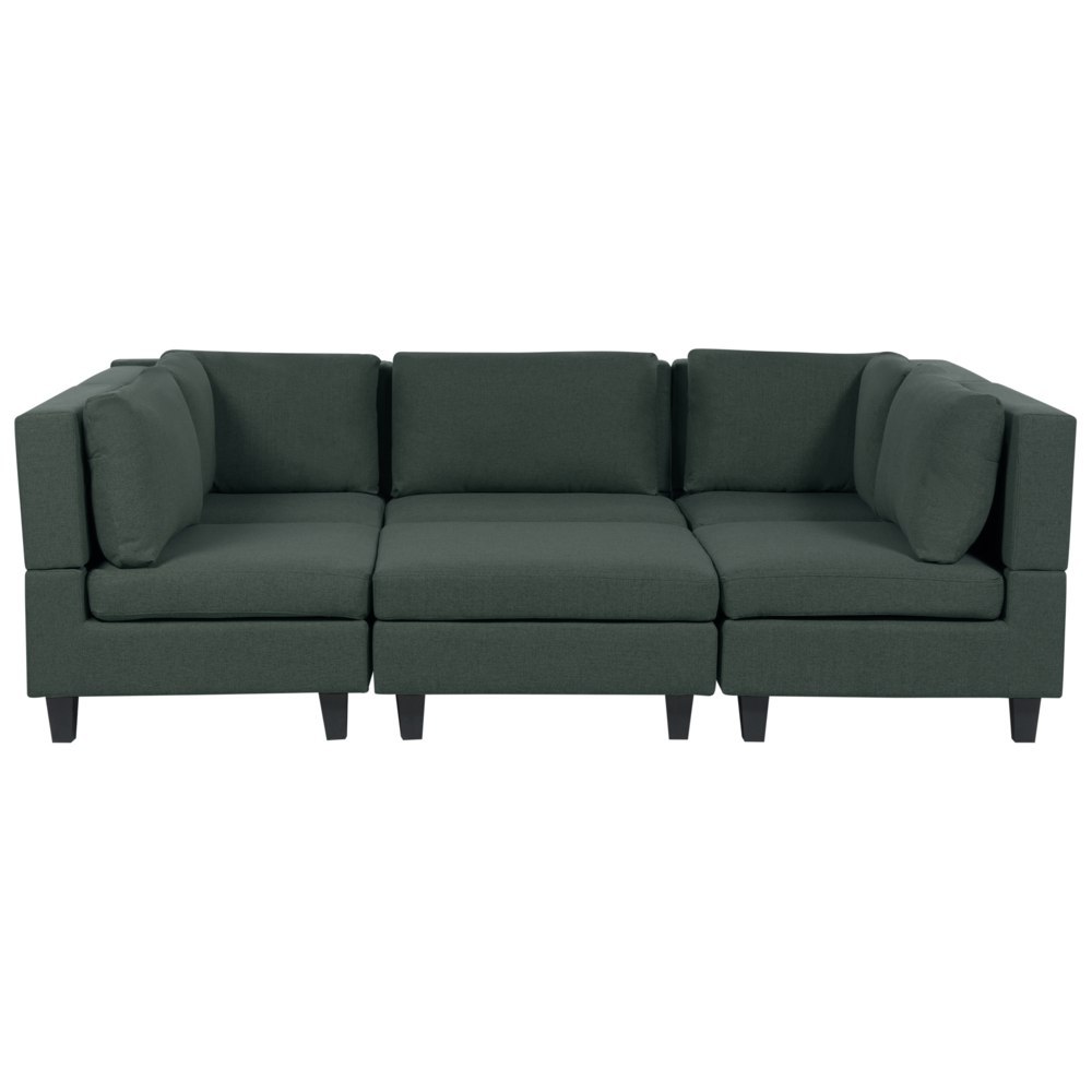 Sofa modułowa 5-osobowa z otomaną ciemnozielona